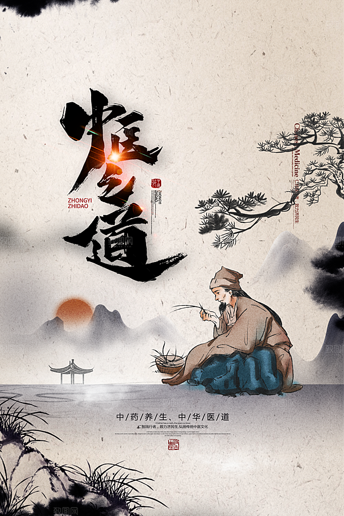 中国医师节致敬中医公益海报