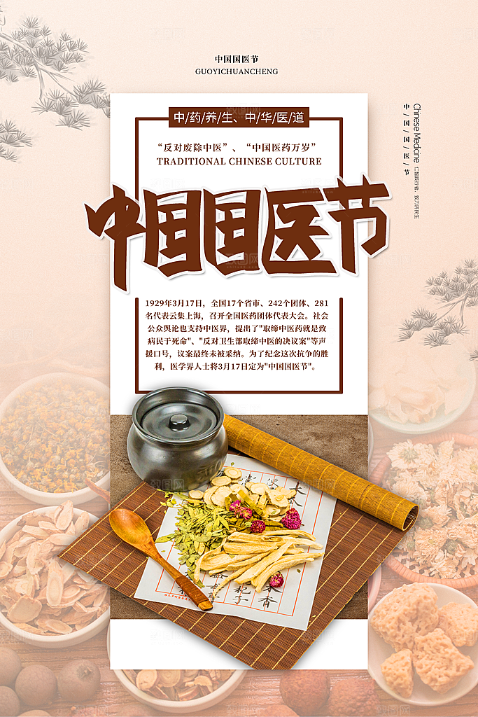 中国医师节致敬中医公益海报