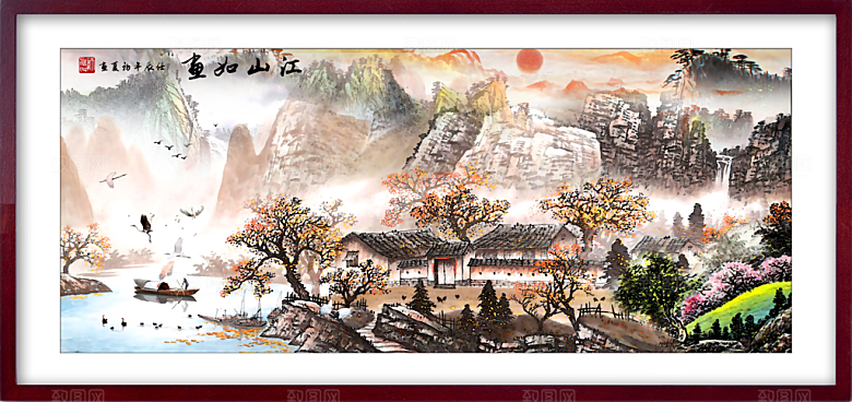 中国风装饰山水画