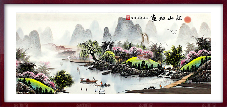 中国风装饰山水画
