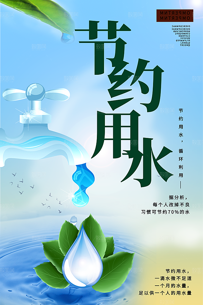 节约用水世界水日宣传展板海报素材