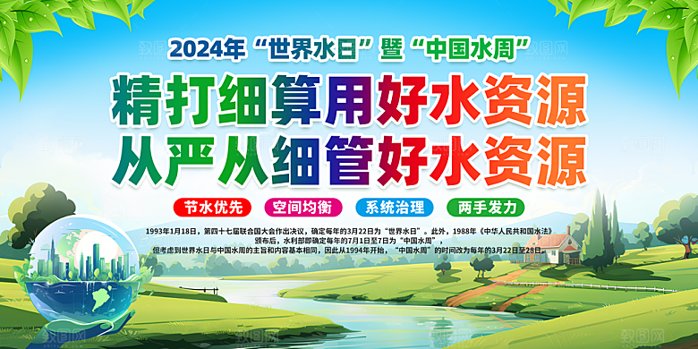 节约用水世界水日宣传展板海报素材
