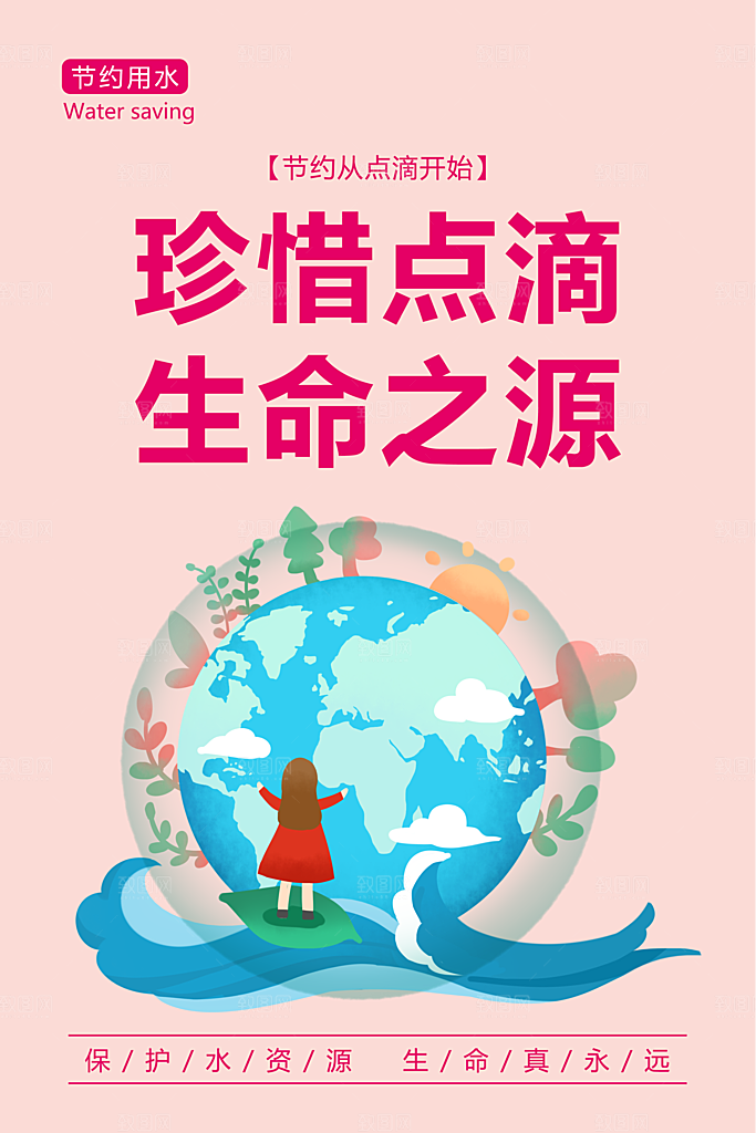 节约用水世界水日宣传展板海报素材
