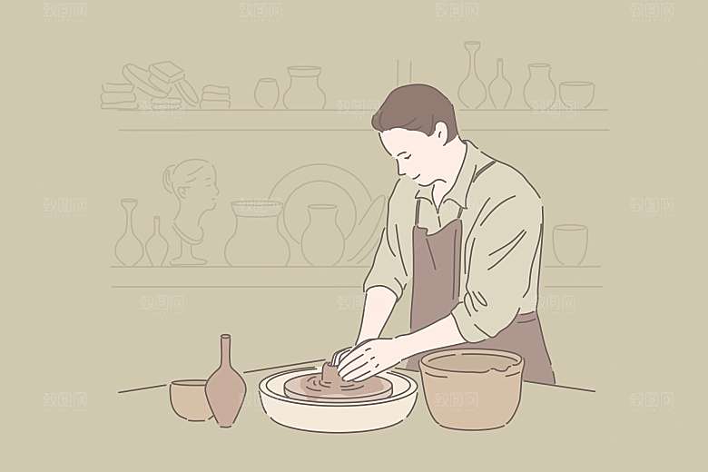 简笔画人物卡通插画