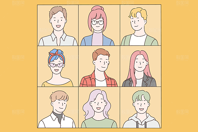 简笔画人物卡通插画