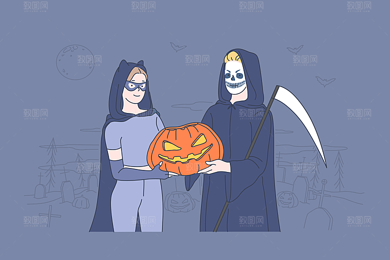 简笔画人物卡通插画