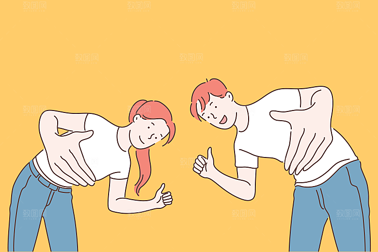 简笔画人物卡通插画