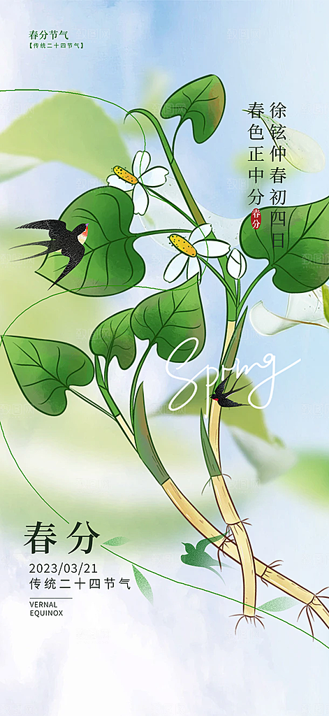 传统二十四节气春分海报