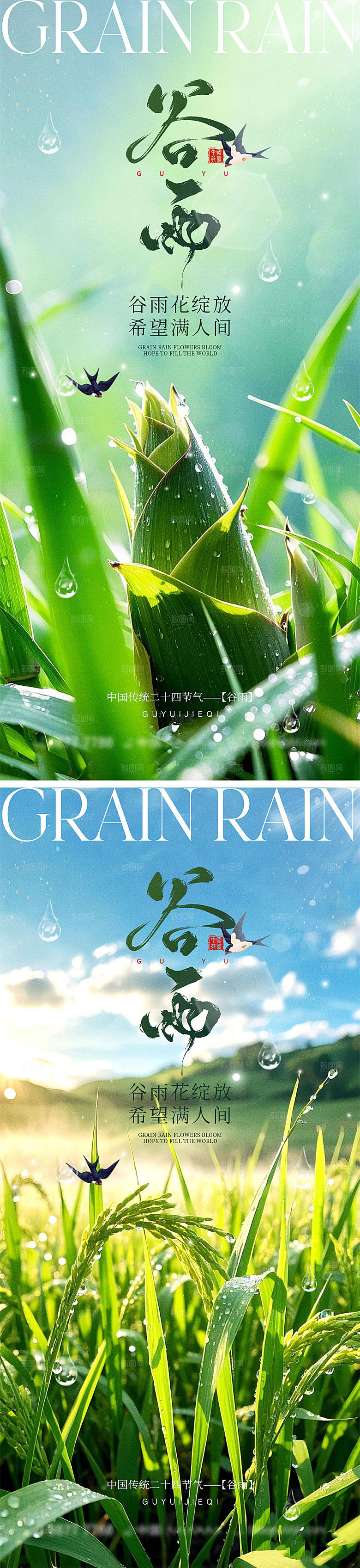 谷雨节气宣传海报