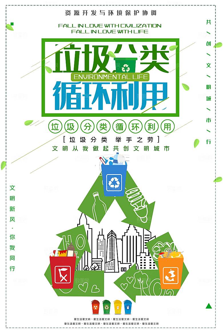 垃圾分类 循环利用海报