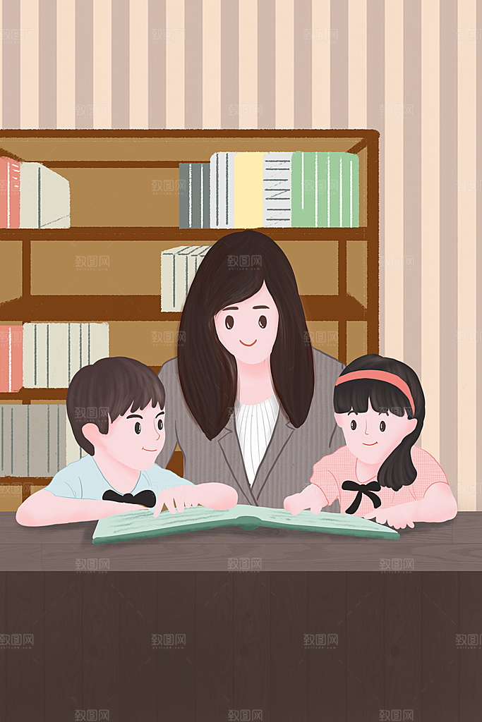 感恩教师节卡通插画