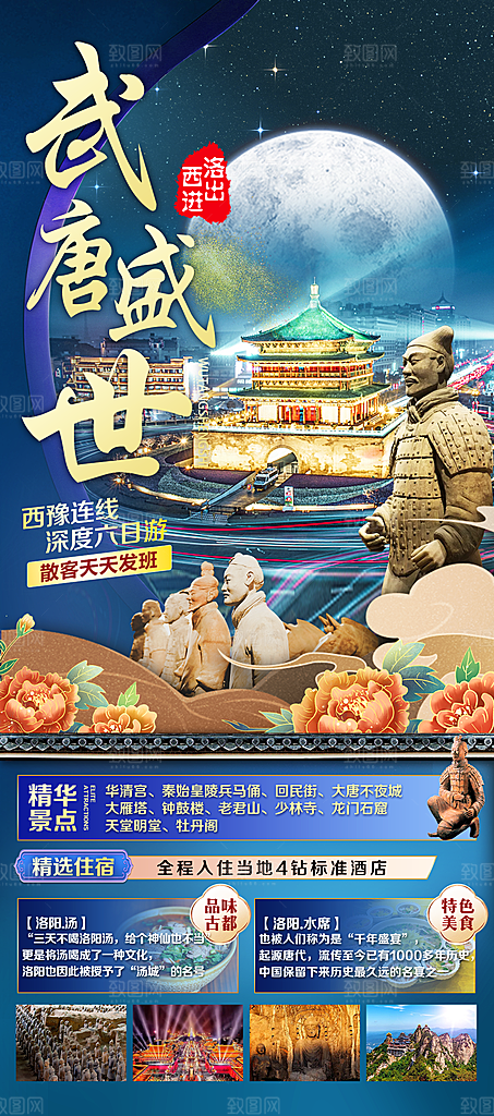 河南少林寺郑州开封龙门石窟洛阳旅游海报