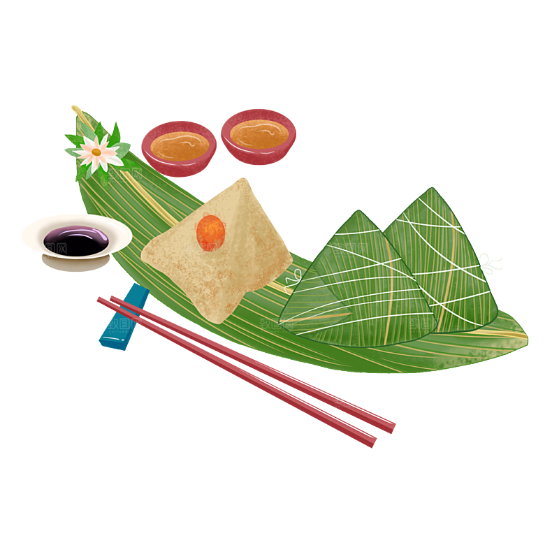 卡通手绘端午节免扣元素