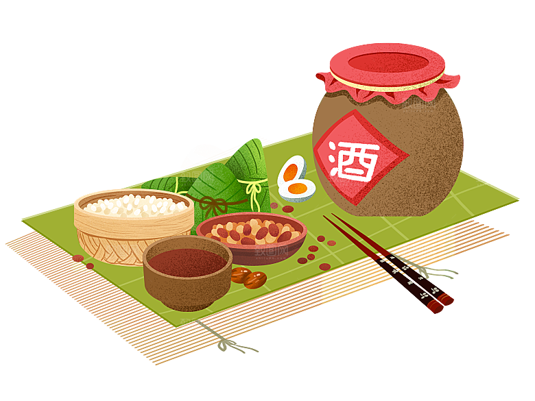 卡通手绘端午节免扣元素