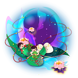 卡通手绘端午节免扣元素