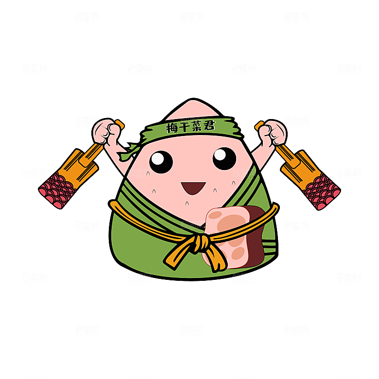 卡通手绘端午节免扣元素