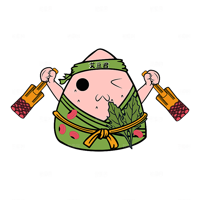 卡通手绘端午节免扣元素