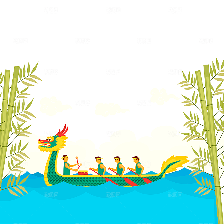 简约大气卡通手绘端午节PNG元素