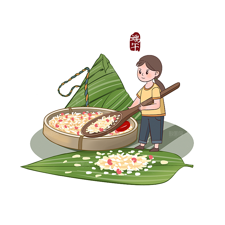 简约大气卡通手绘端午节PNG元素