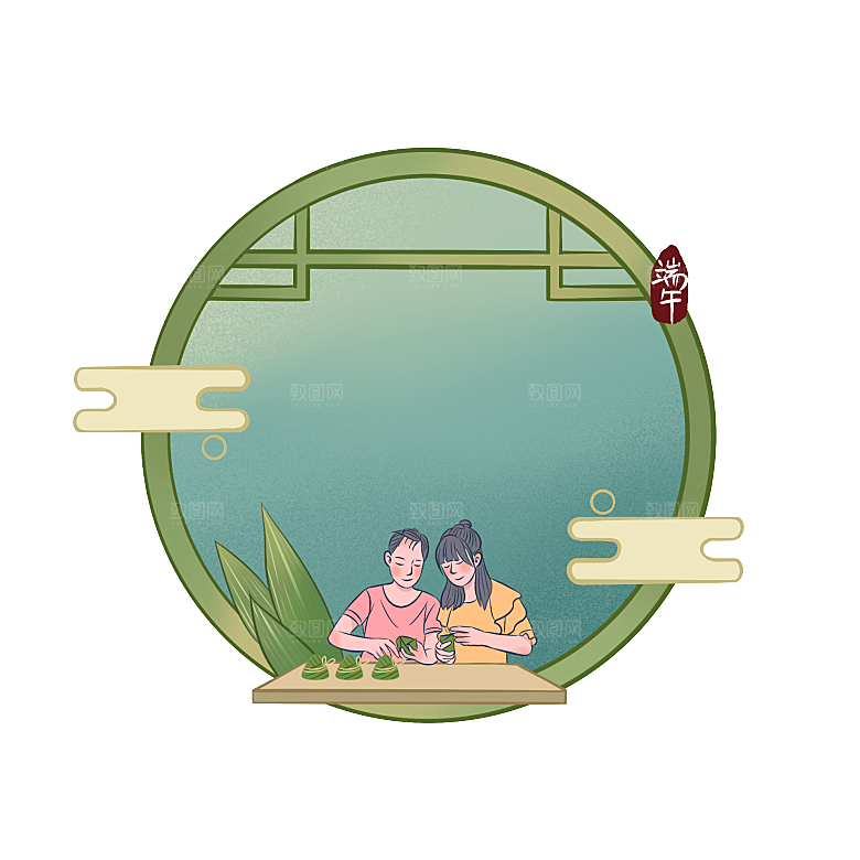 简约大气卡通手绘端午节PNG元素