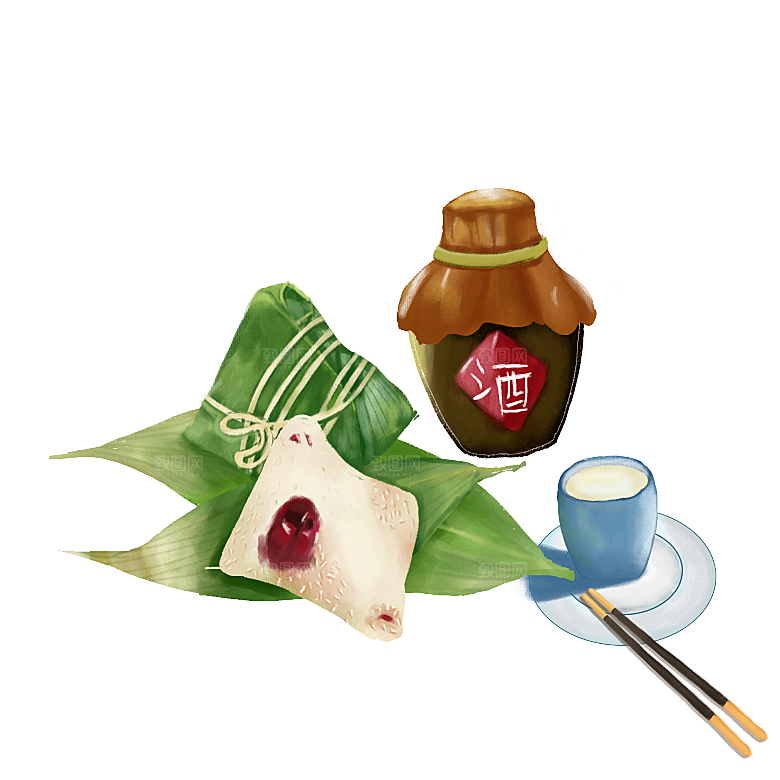 简约大气卡通手绘端午节PNG元素