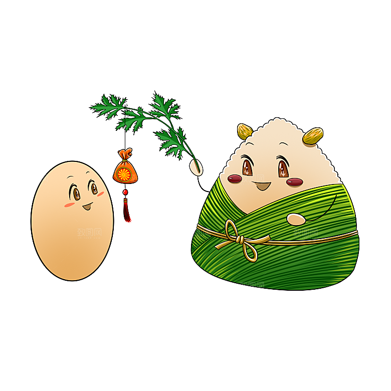 卡通手绘端午节免扣元素