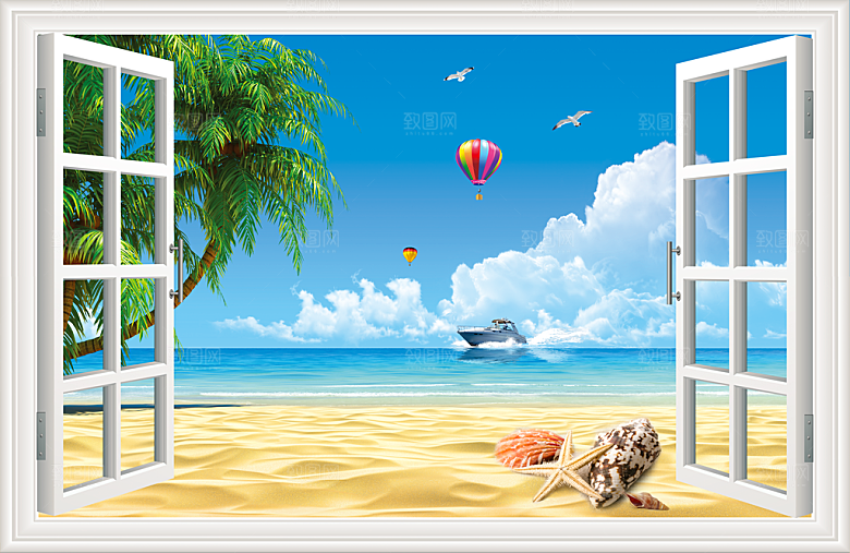 3D立体海景假窗
