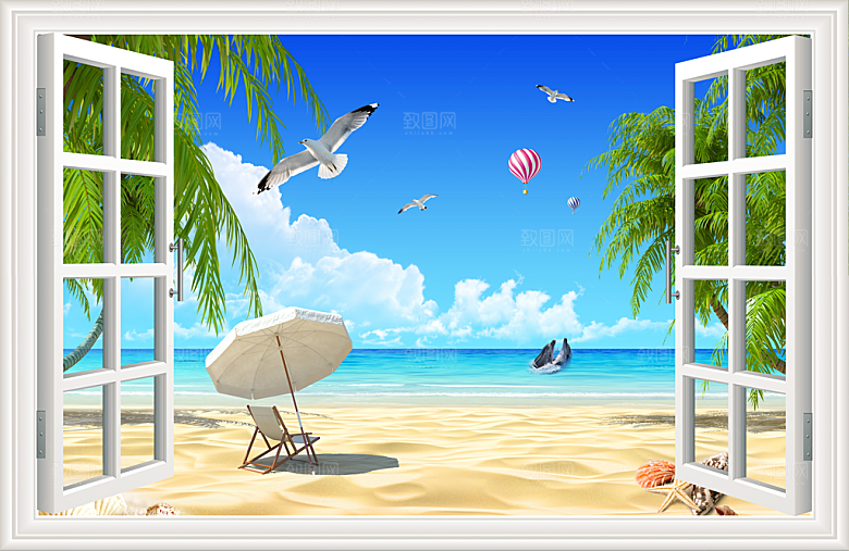 3D立体海景假窗