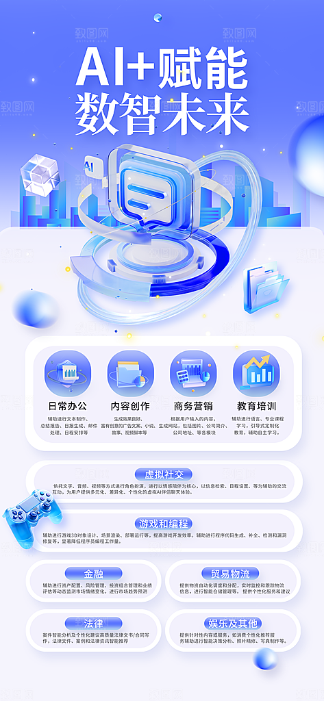 AI人工智能助手工具科技邀请函峰会海报