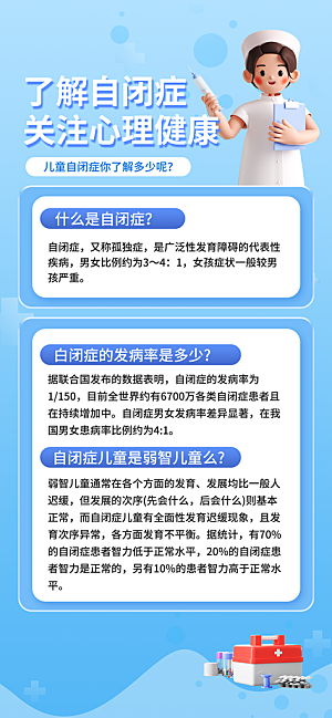世界自闭症日关爱孤独自闭症儿童海报