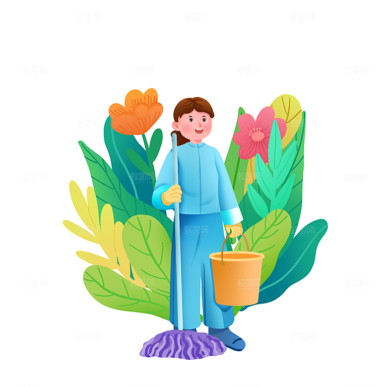 五一劳动节卡通人物插画素材