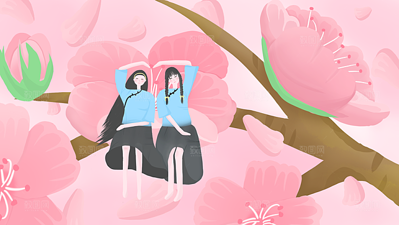 五四青年节卡通插画