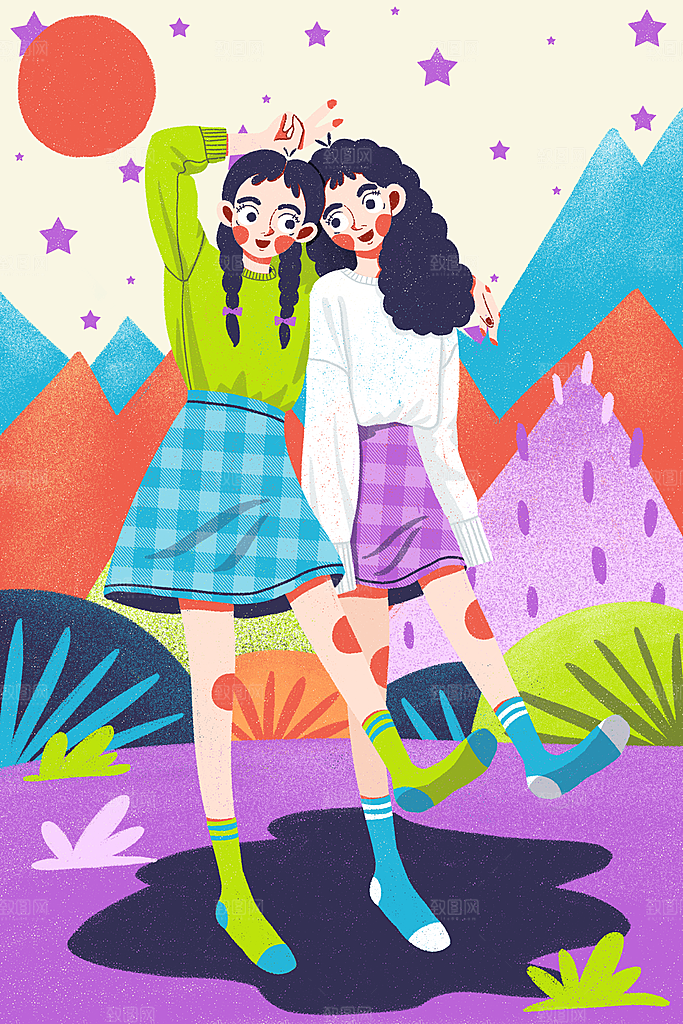 五四青年节卡通插画