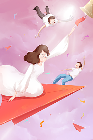 五四青年节卡通插画