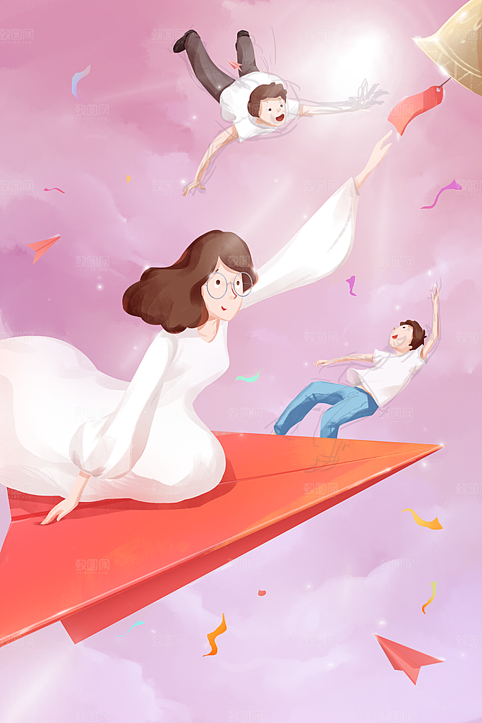 五四青年节卡通插画