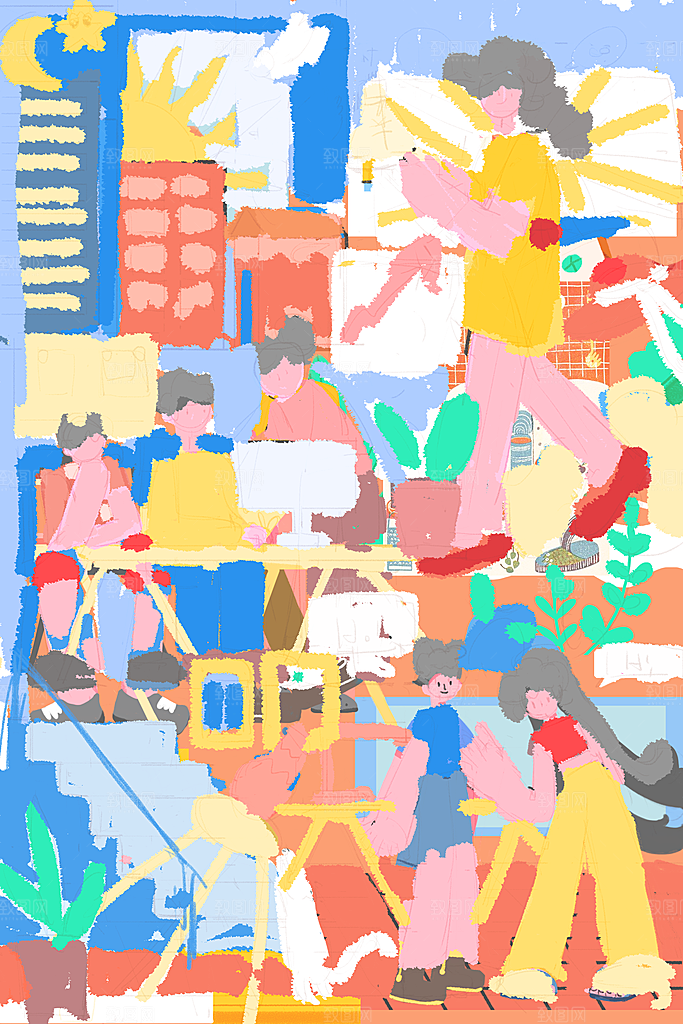 五四青年节卡通插画