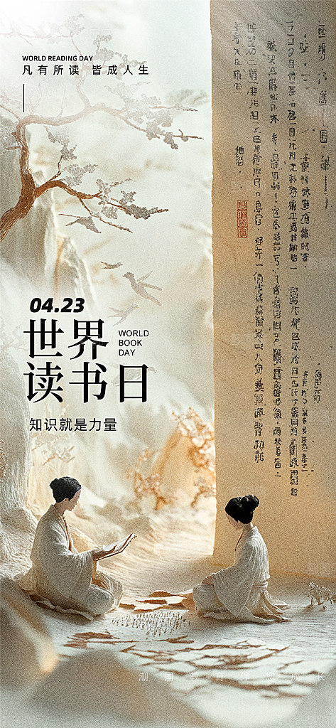 世界读书日书本书籍阅读沙龙书单图书馆海报