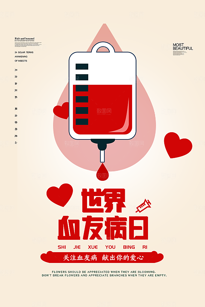 世界血友病日医疗健康爱心血友病科普海报