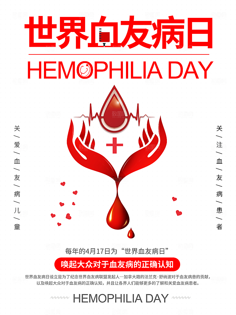 世界血友病日医疗健康爱心血友病科普海报