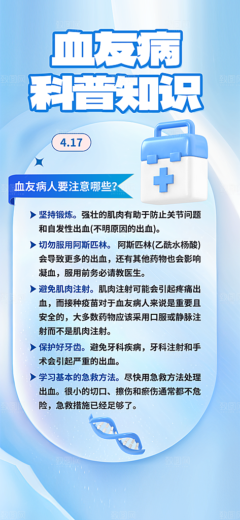 世界血友病日医疗健康爱心血友病科普海报