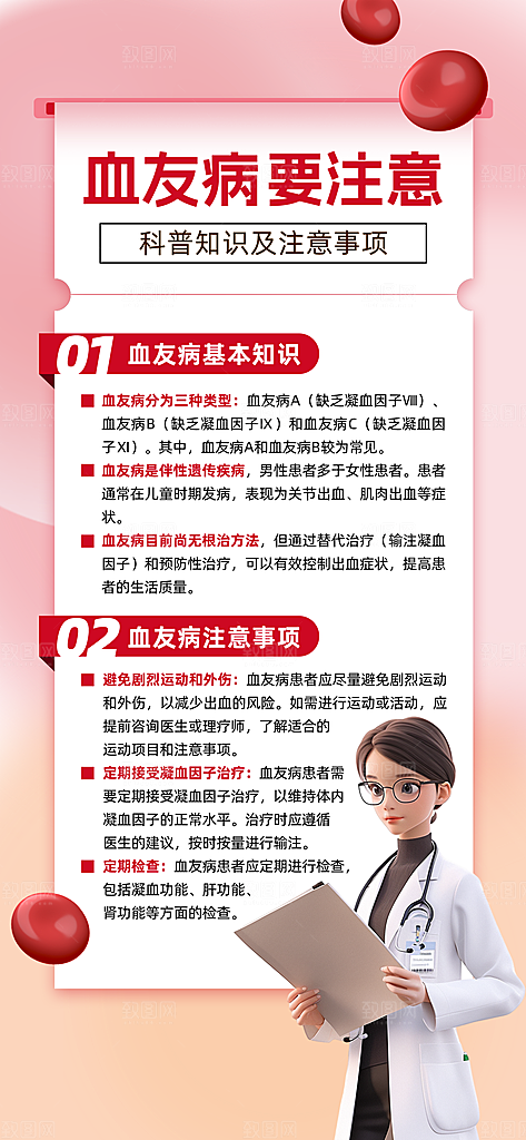 世界血友病日医疗健康爱心血友病科普海报