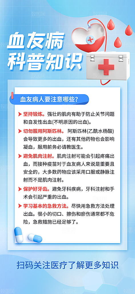 世界血友病日医疗健康爱心血友病科普海报