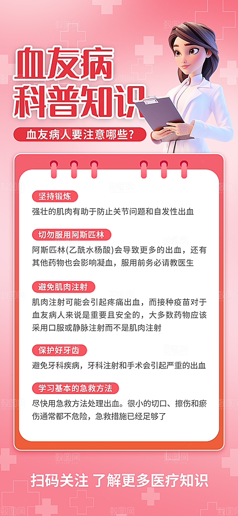 世界血友病日医疗健康爱心血友病科普海报