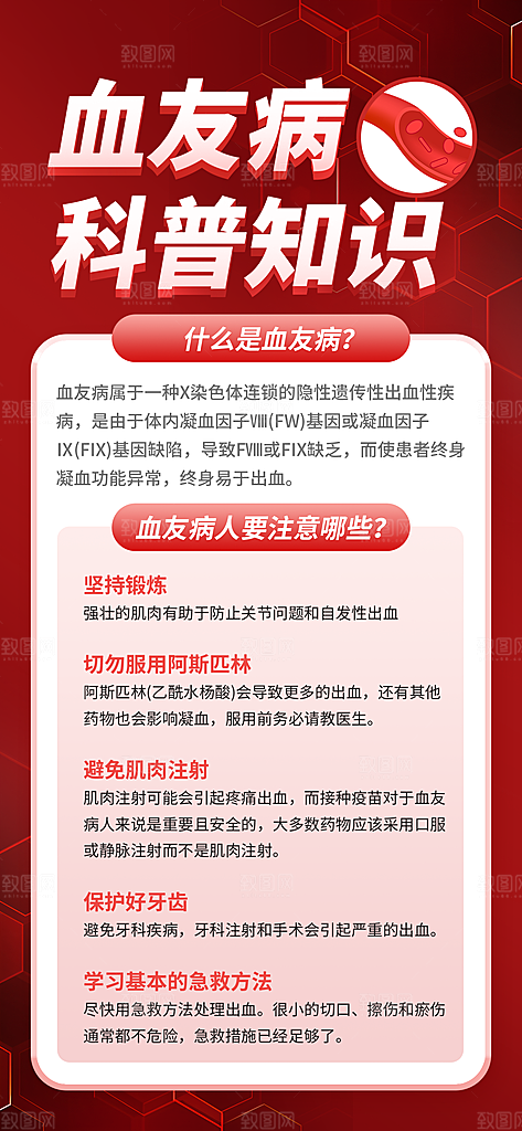 世界血友病日医疗健康爱心血友病科普海报