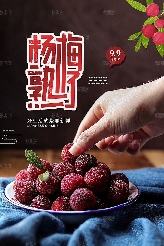 杨梅熟了酸甜生鲜夏季水果店超市海报