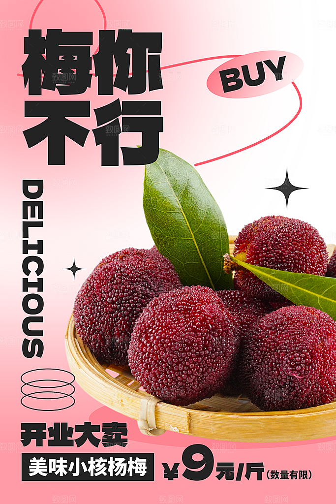 杨梅熟了酸甜生鲜夏季水果店超市海报