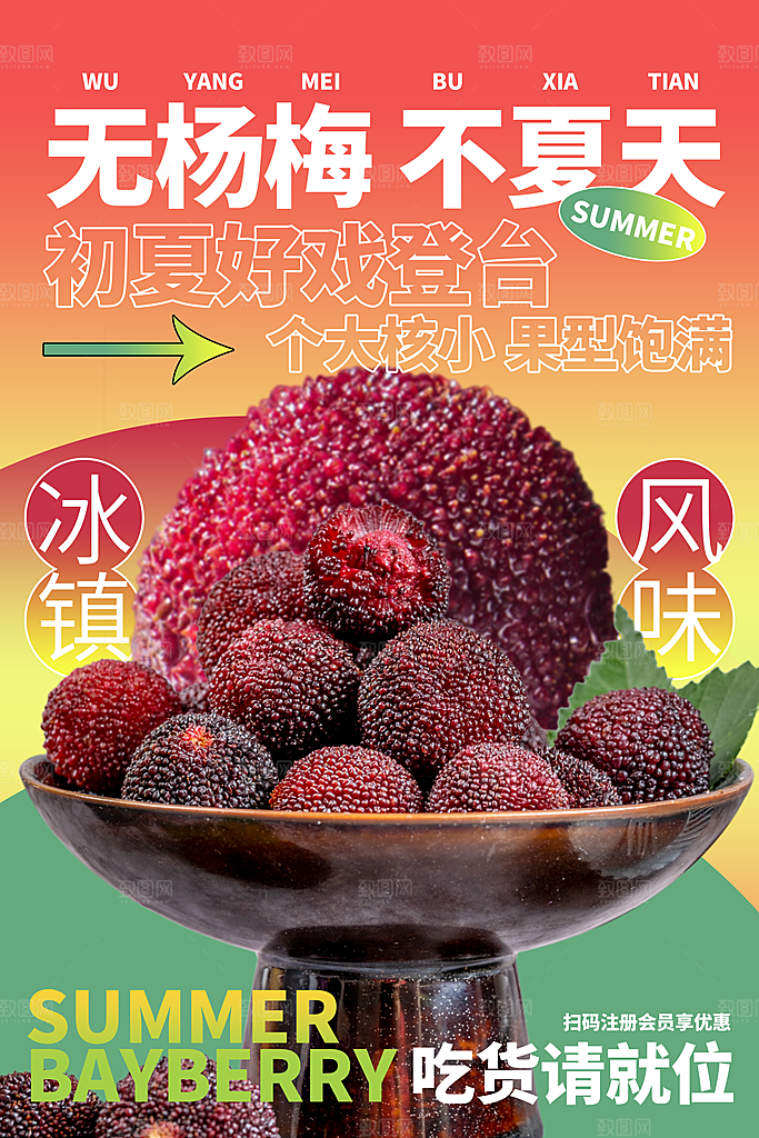 杨梅熟了酸甜生鲜夏季水果店超市海报
