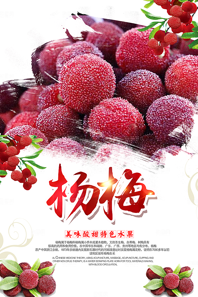 杨梅熟了酸甜生鲜夏季水果店超市海报