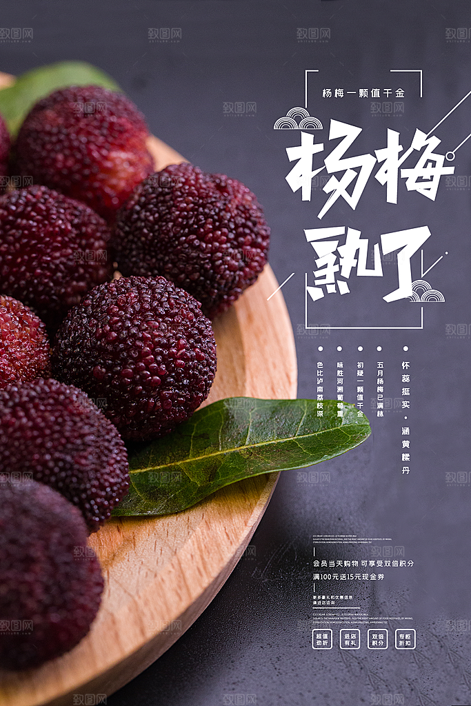 杨梅熟了酸甜生鲜夏季水果店超市海报