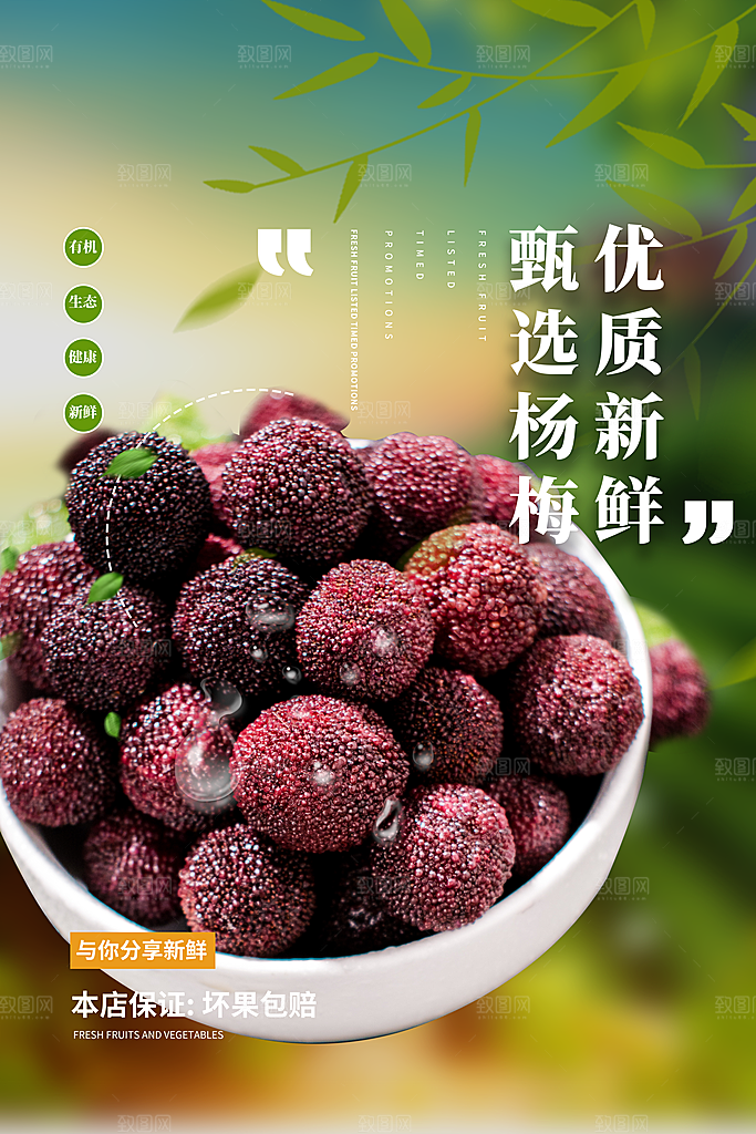 杨梅熟了酸甜生鲜夏季水果店超市海报